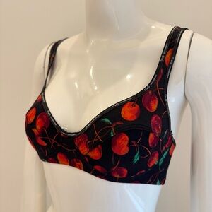 Authentic vintage dolce&gabbana cherry pattern black bralette bra